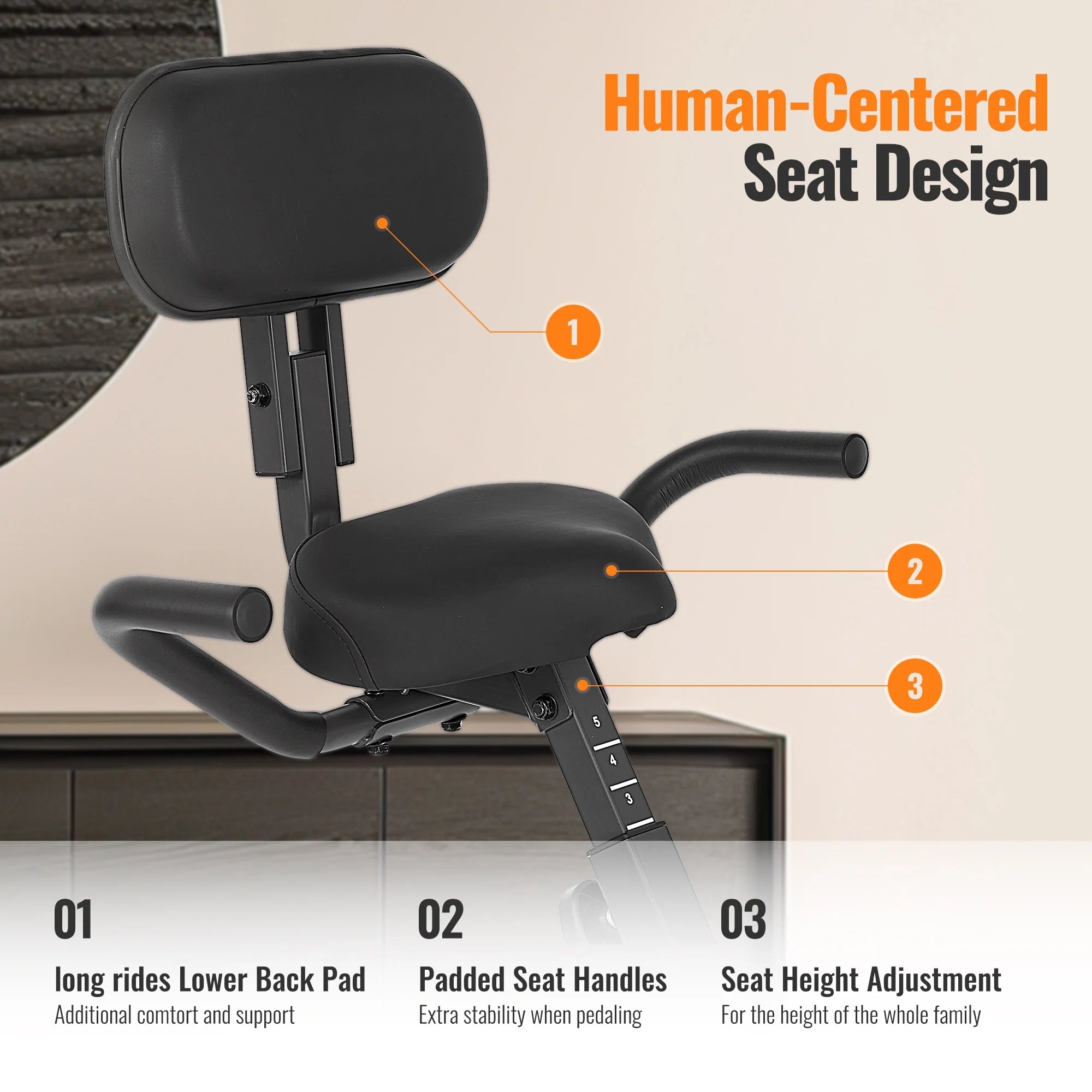 3-In-1 Exercise Bike Quiet Folding Magnetic Stationary Exercise Bikes with Arm Resistance Bands Home Workout Use