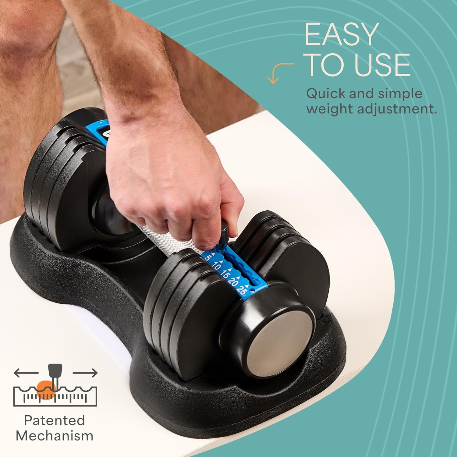 Adjustable Dumbbells Set of 2 | 5Lb-25Lb, 2.5Lb-15Lb, 6In1 - Compact Quick Weights for Full Body Exercise & Fitness Adjustable Weight for Home Gym