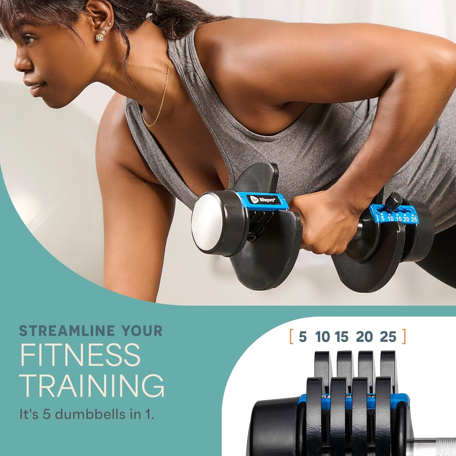Adjustable Dumbbells Set of 2 | 5Lb-25Lb, 2.5Lb-15Lb, 6In1 - Compact Quick Weights for Full Body Exercise & Fitness Adjustable Weight for Home Gym